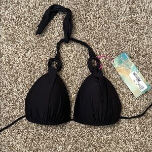 NWOT Luli Fama Black Halter Bikini Top